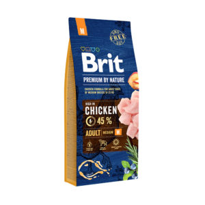 Brit Premium by Nature Adult M сухой корм для собак средних пород с курицей. Царство домашних животных.