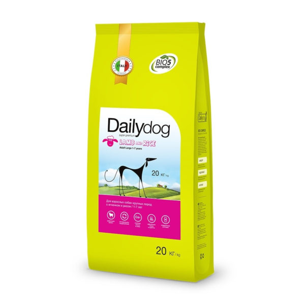 Сухой корм Dailydog Adult Large Breed lamb and rice для взрослых собак крупных пород с ягненком и рисом. Царство домашних животных.